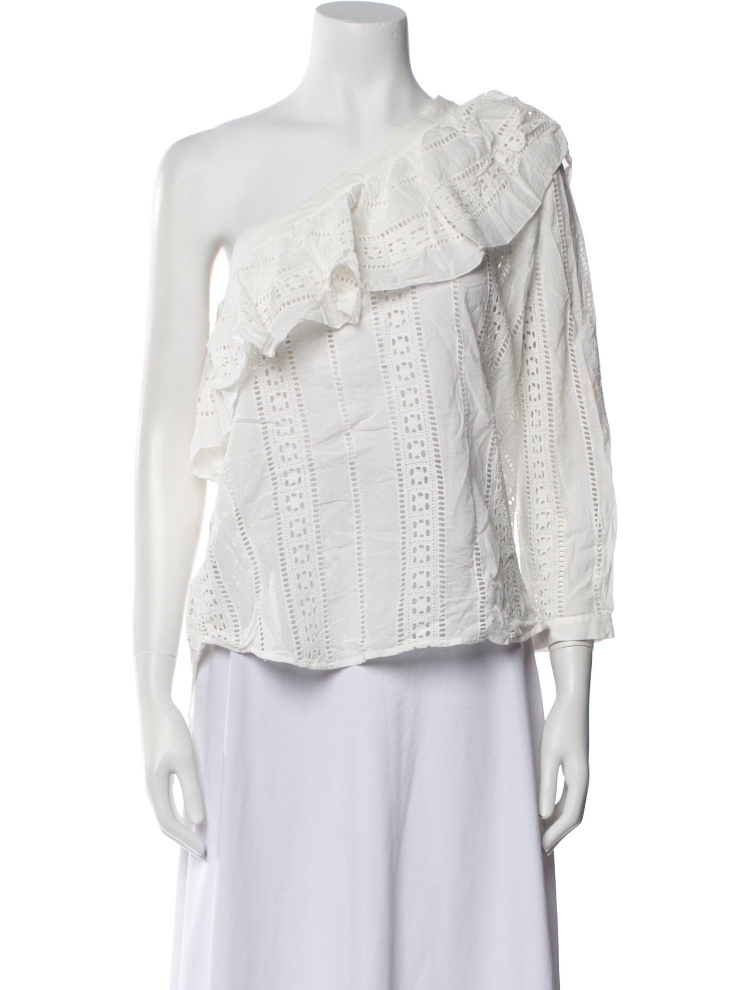 Veronica Beard One-Shoulder Three-Quarter Sleeve Blouse