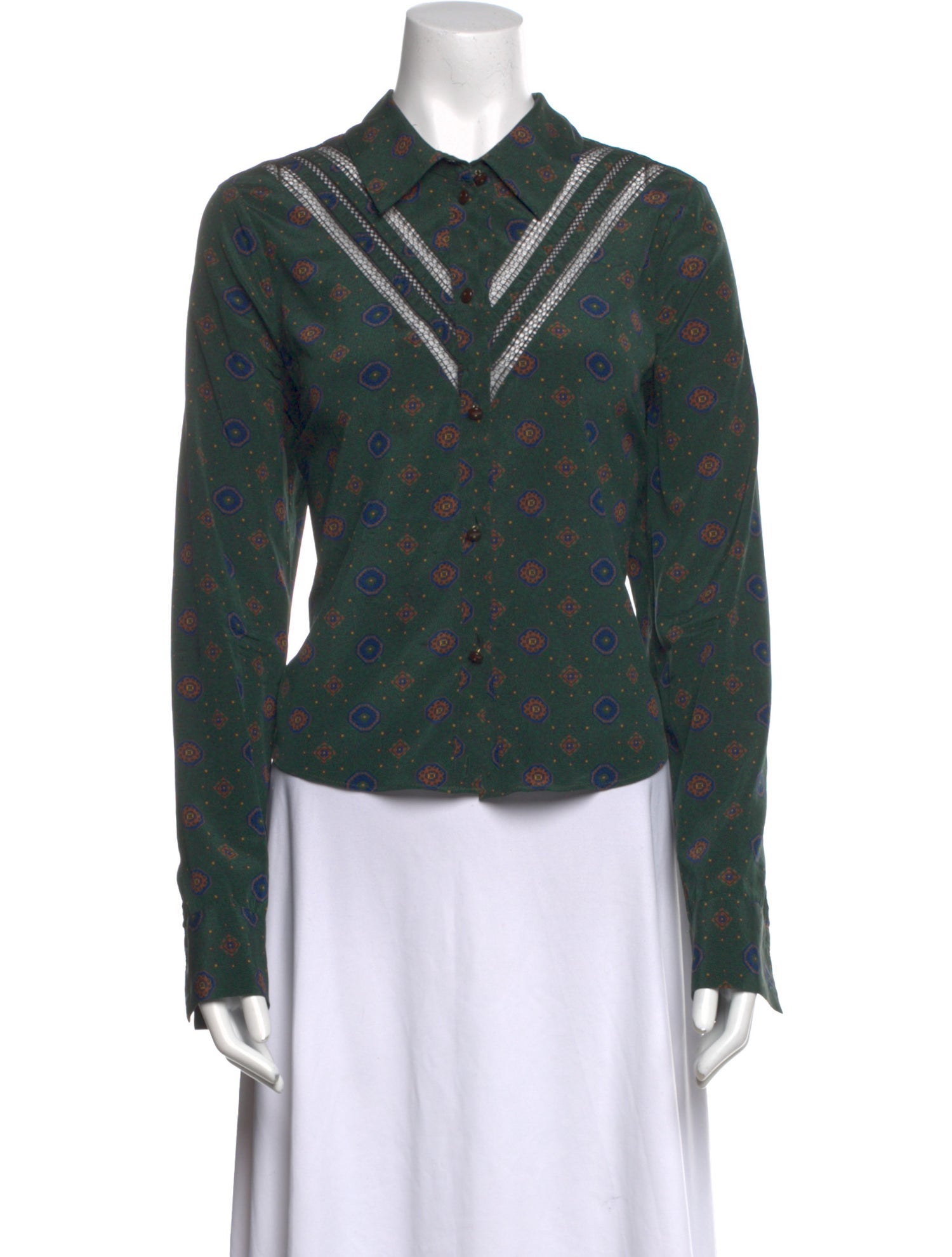 Veronica Beard Silk Floral Print Button-Up Top