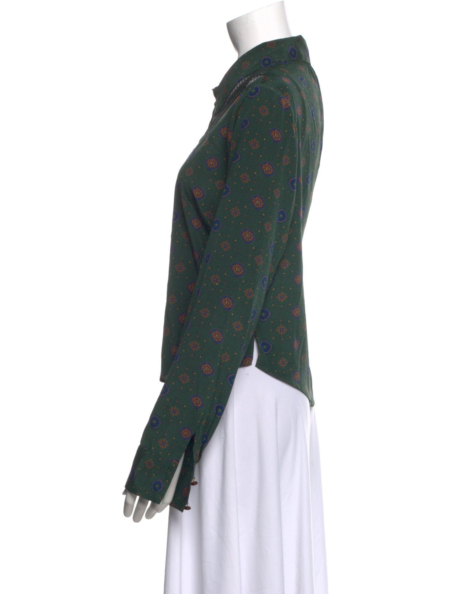 Veronica Beard Silk Floral Print Button-Up Top