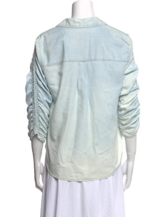 Veronica Beard V-Neck Three-Quarter Sleeve Button-Up Top