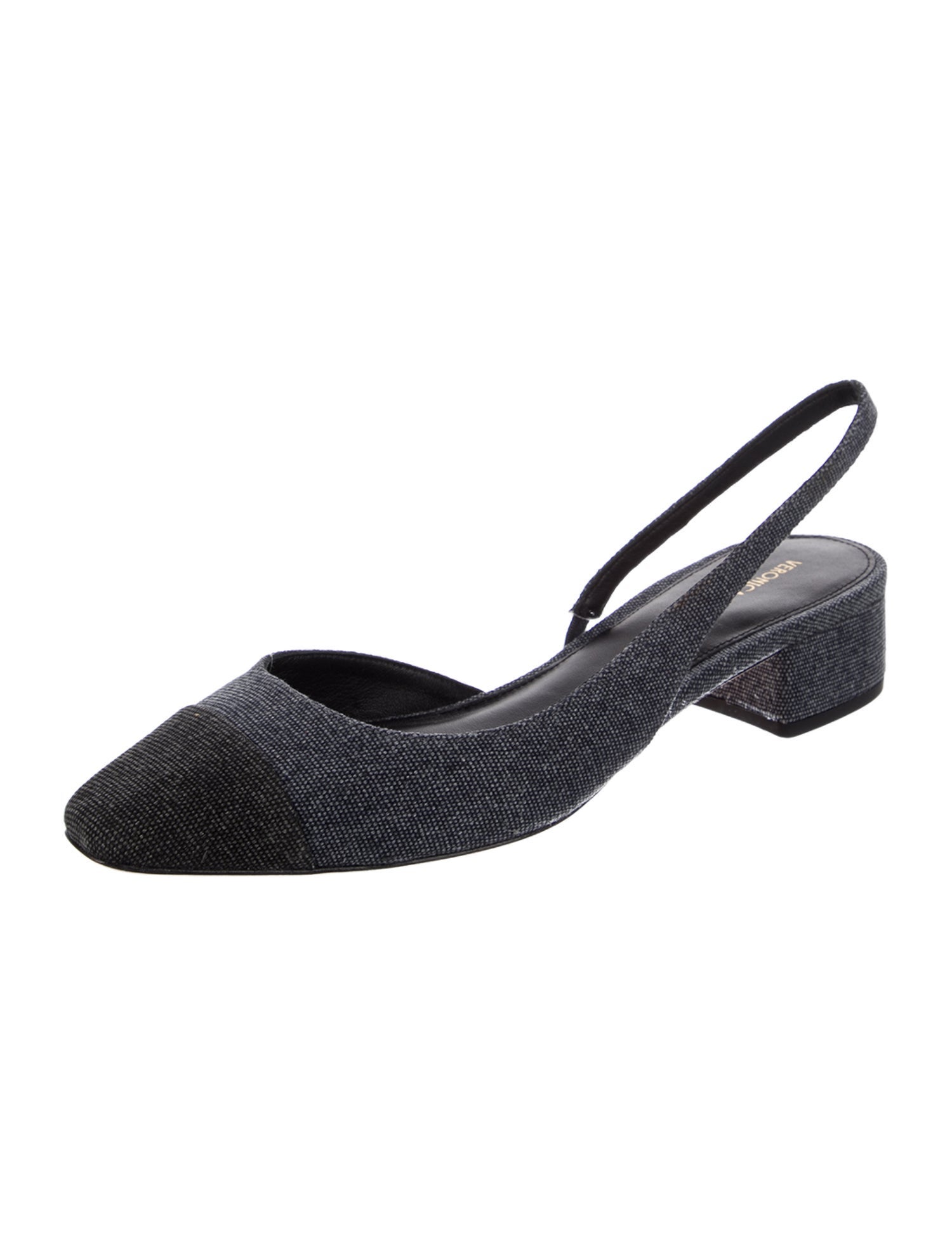 Veronica Beard Denim Tweed Pattern Slingback Pumps
