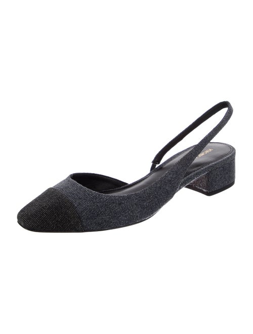 Veronica Beard Denim Tweed Pattern Slingback Pumps