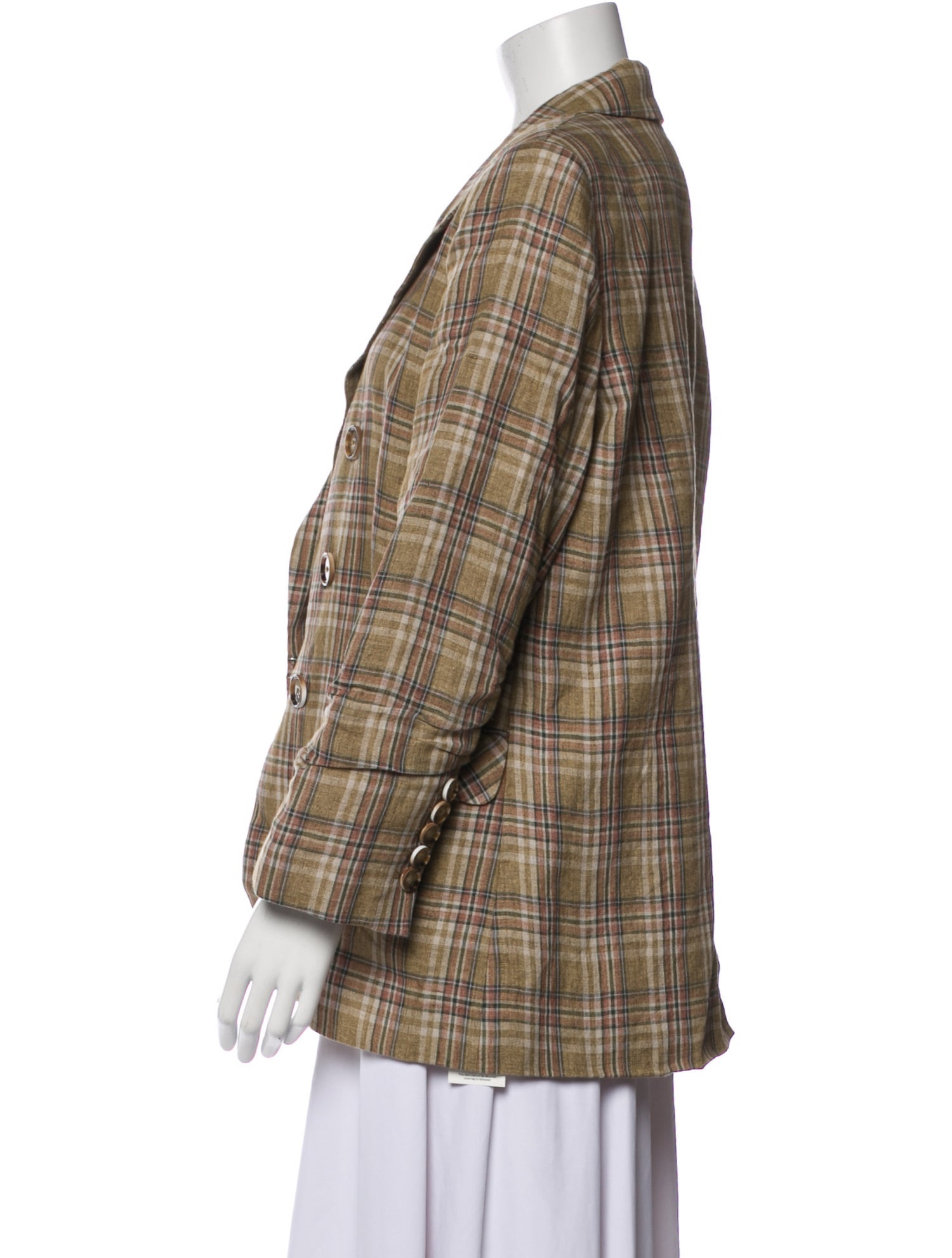 Veronica Beard Linen Plaid Print Blazer
