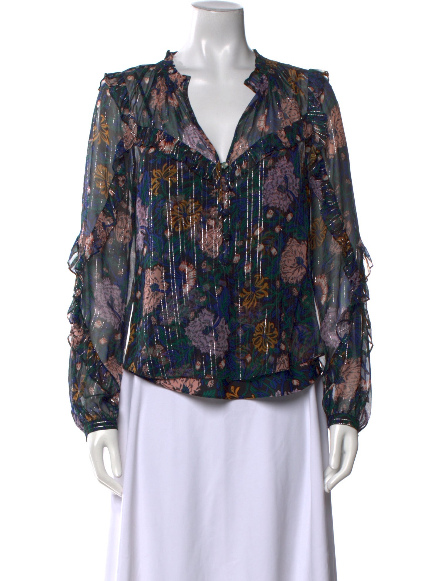 Veronica Beard Silk Floral Print Blouse