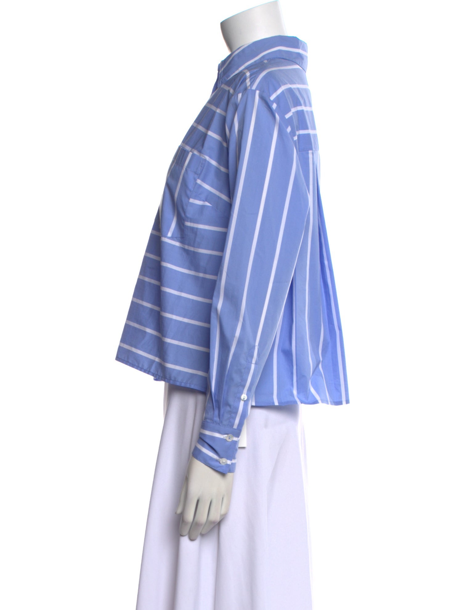 Veronica Beard Striped Long Sleeve Button-Up Top