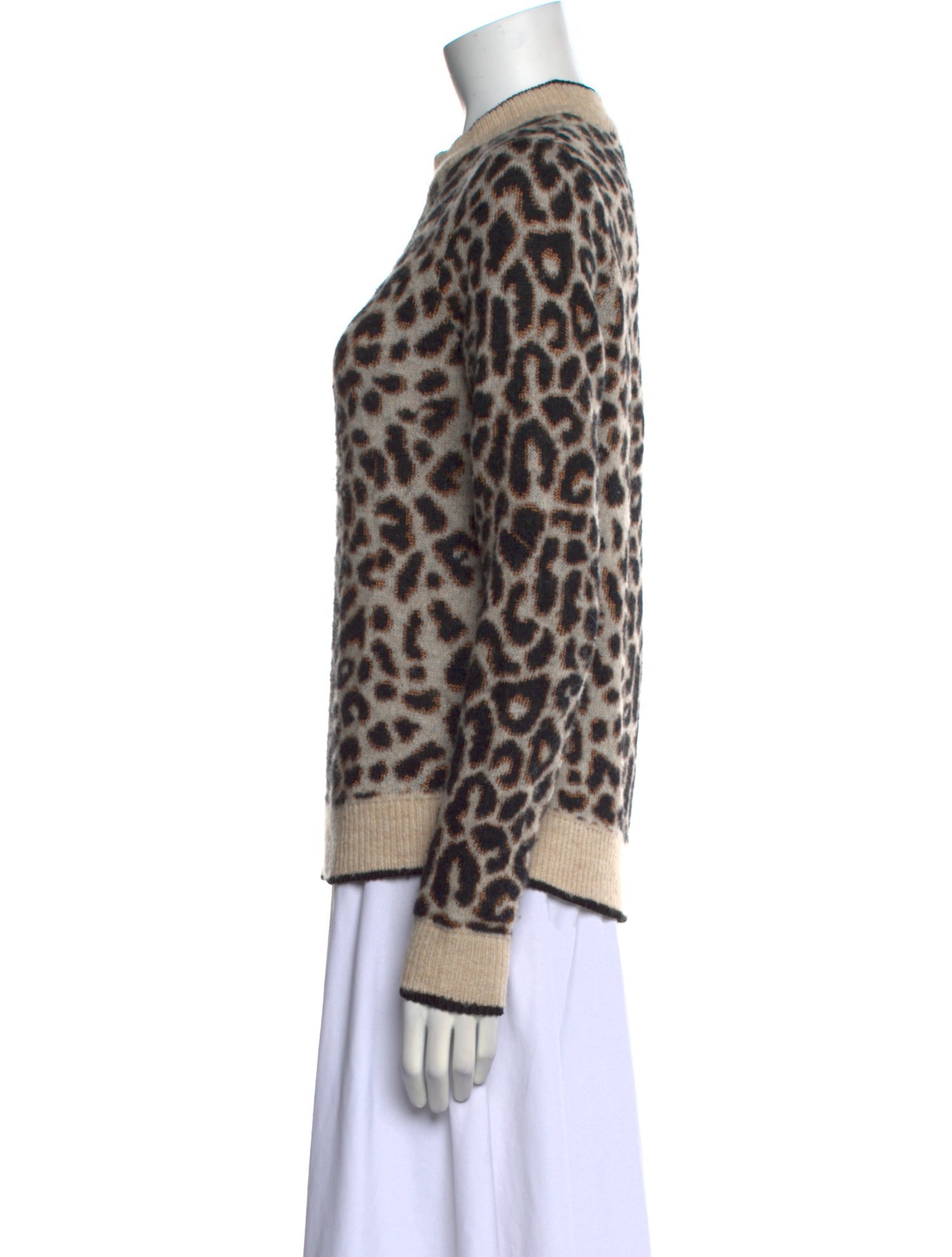 Veronica Beard Animal Print Crew Neck Sweater