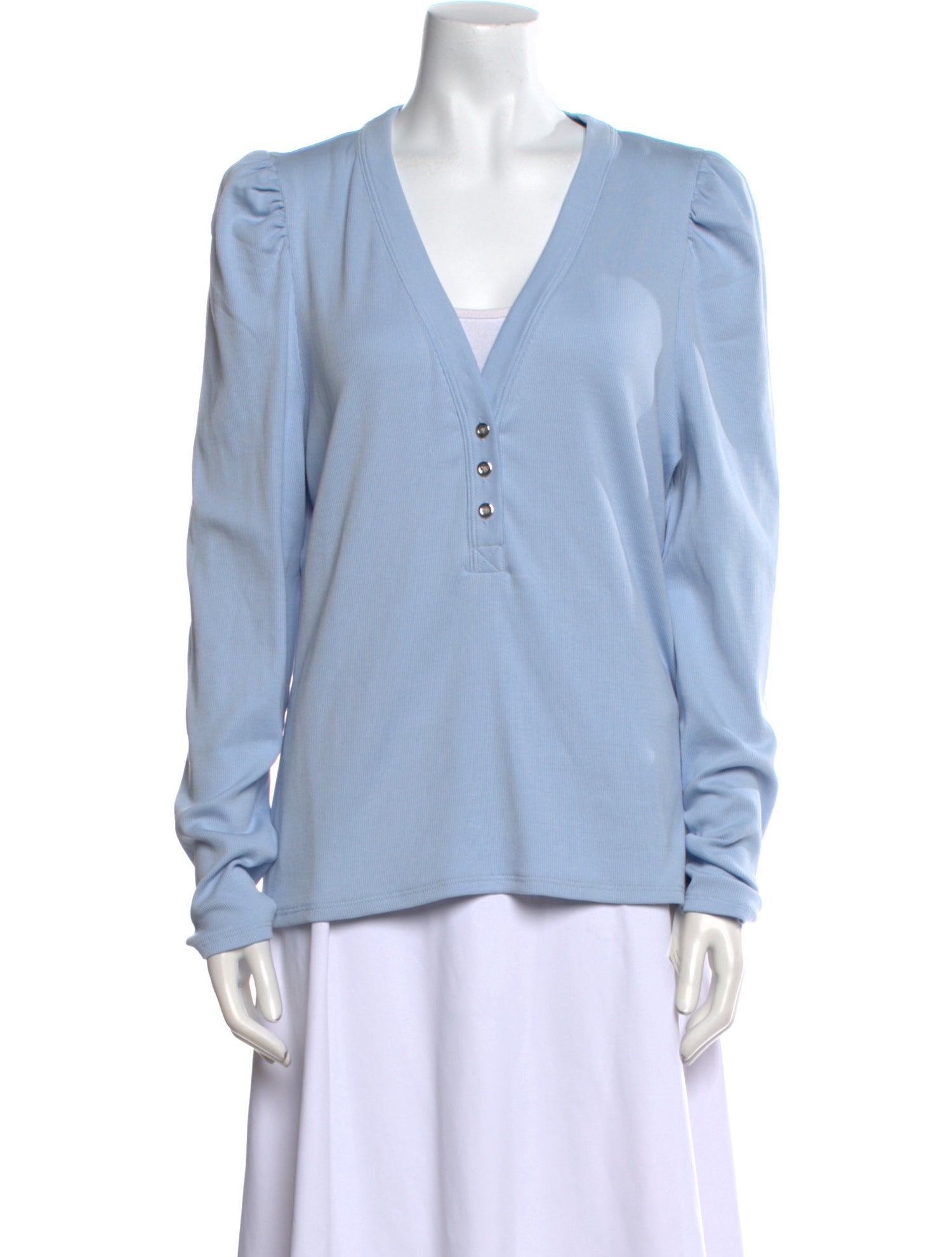 Veronica Beard V-Neck Long Sleeve Blouse