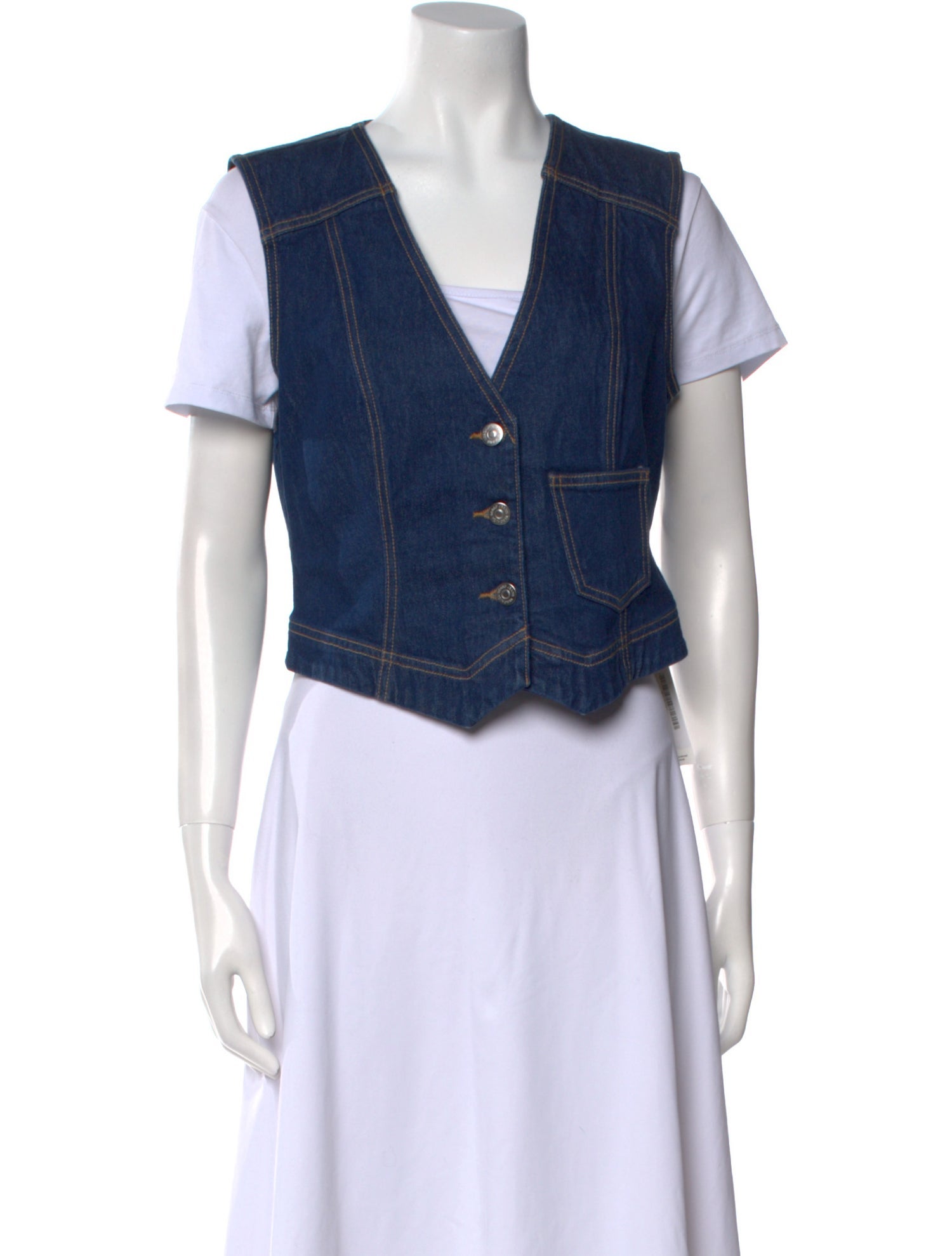 Veronica Beard V-Neck Short Sleeve Crop Top