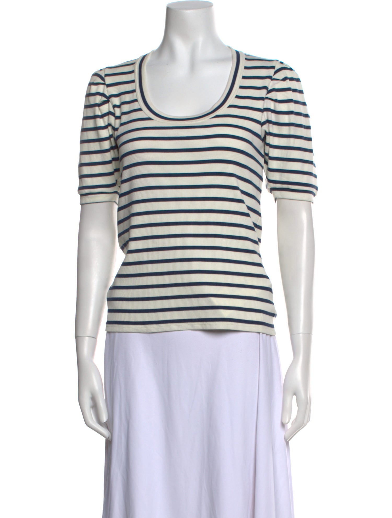 Veronica Beard Striped Scoop Neck T-Shirt