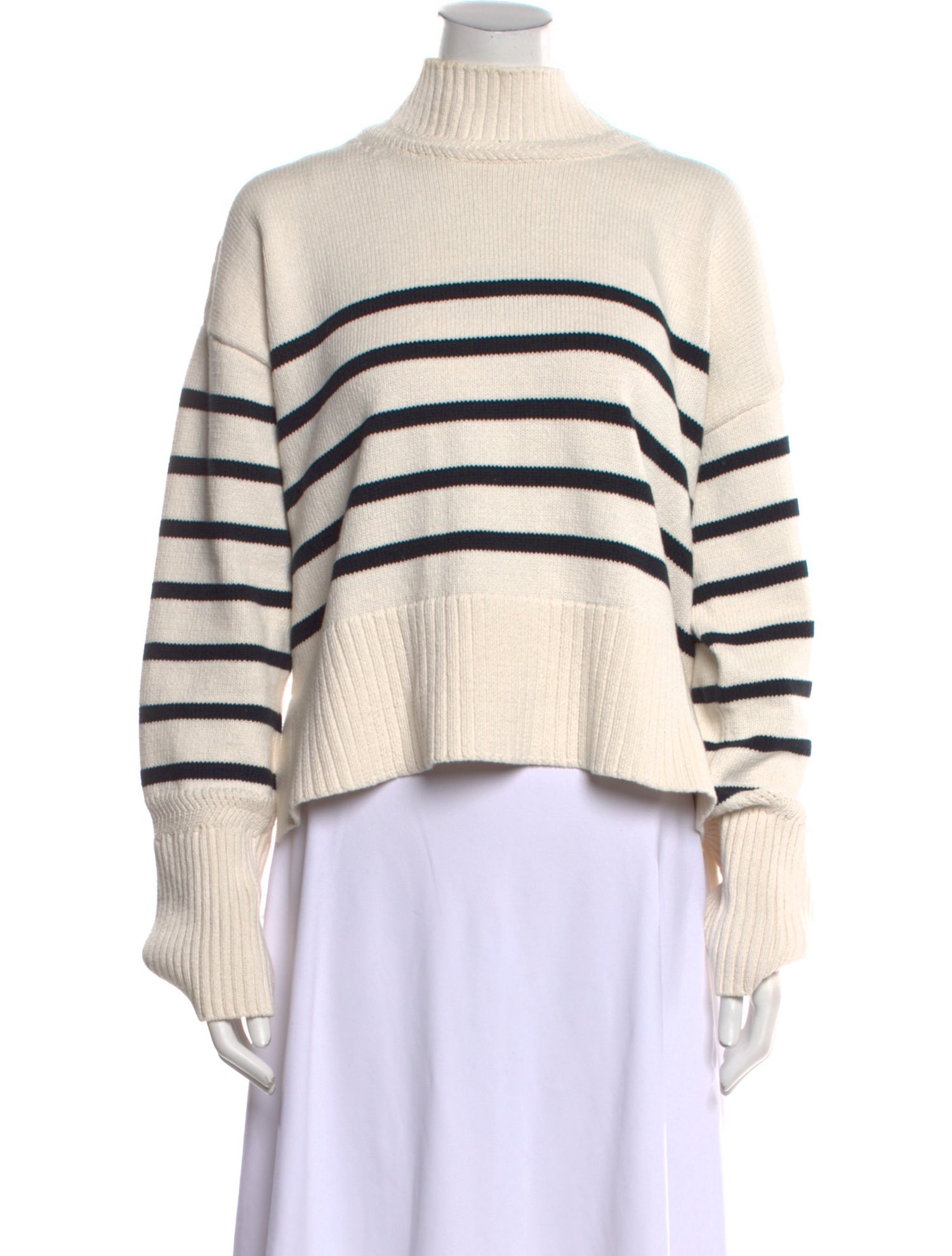 Veronica Beard Striped Mock Neck Sweater