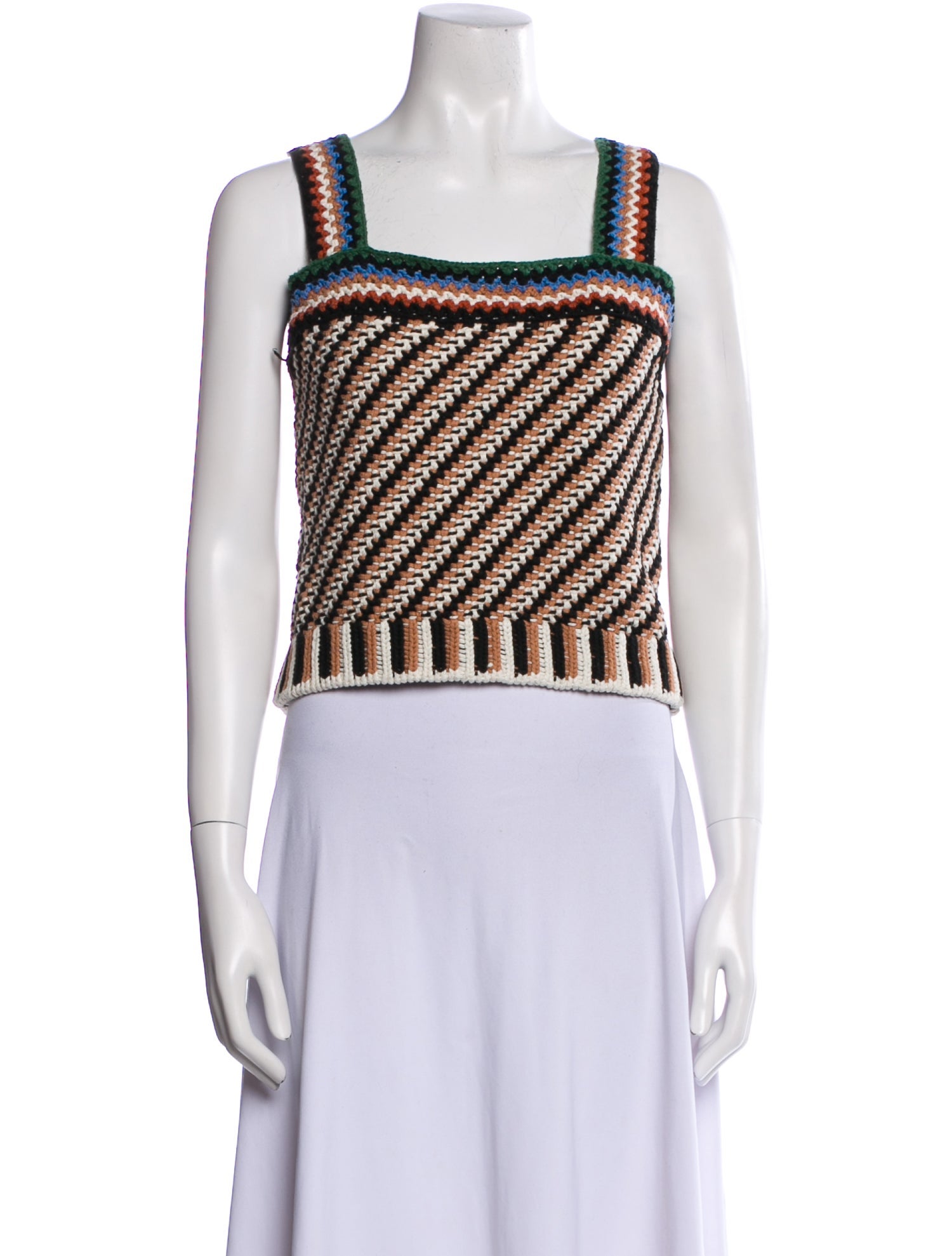 Veronica Beard Striped Square Neckline Crop Top