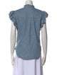 Veronica Beard Mock Neck Short Sleeve Button-Up Top
