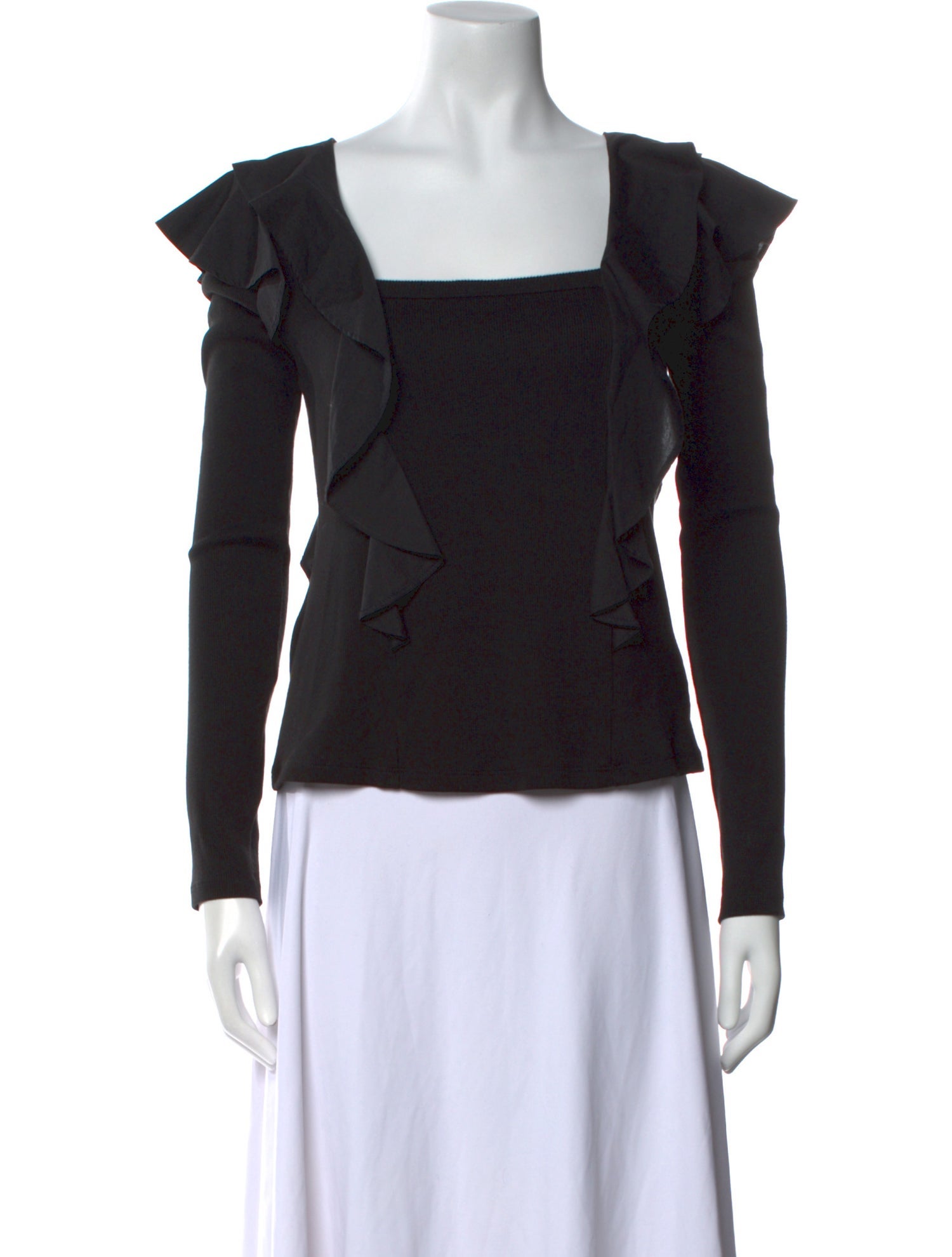 Veronica Beard Square Neckline Long Sleeve Top