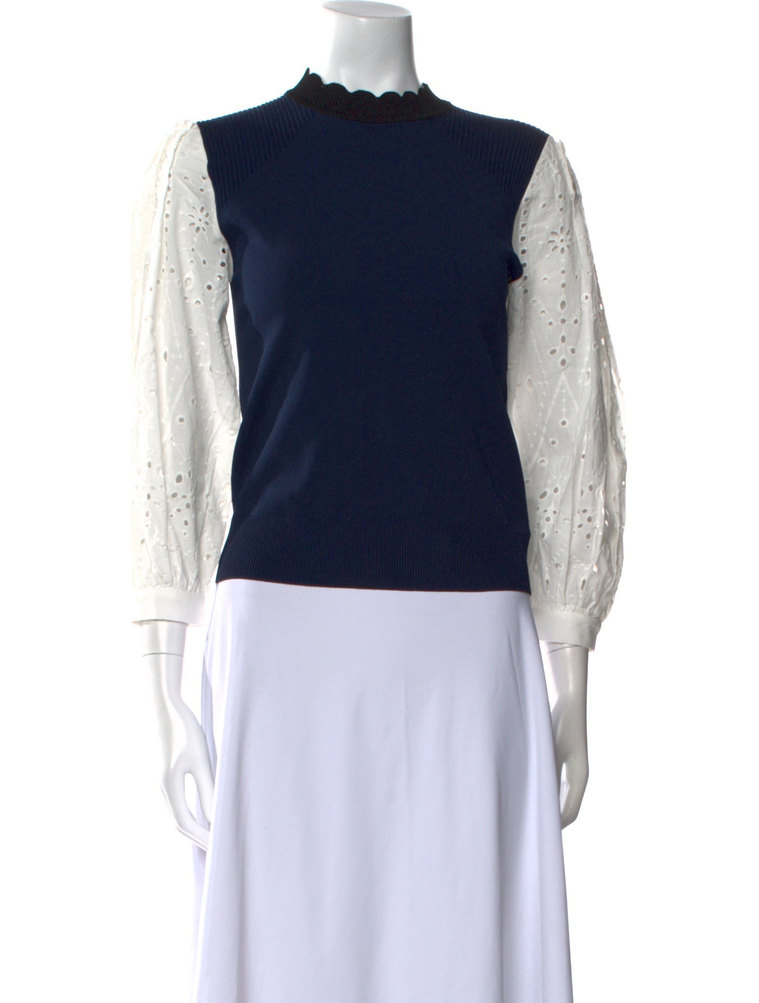 Veronica Beard Mock Neck Three-Quarter Sleeve Top w/ Tags