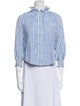 Veronica Beard Striped Mock Neck Button-Up Top