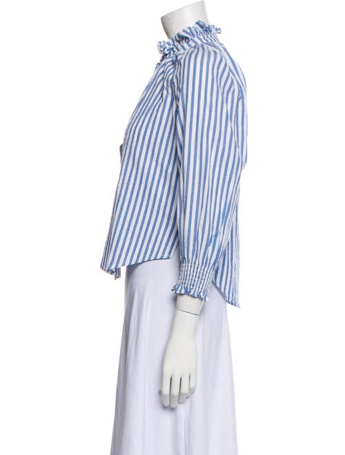 Veronica Beard Striped Mock Neck Button-Up Top