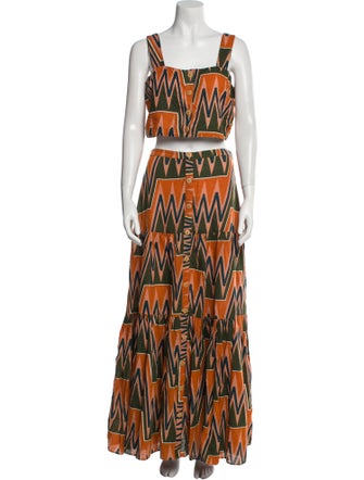 Veronica Beard Linen Printed Skirt Set