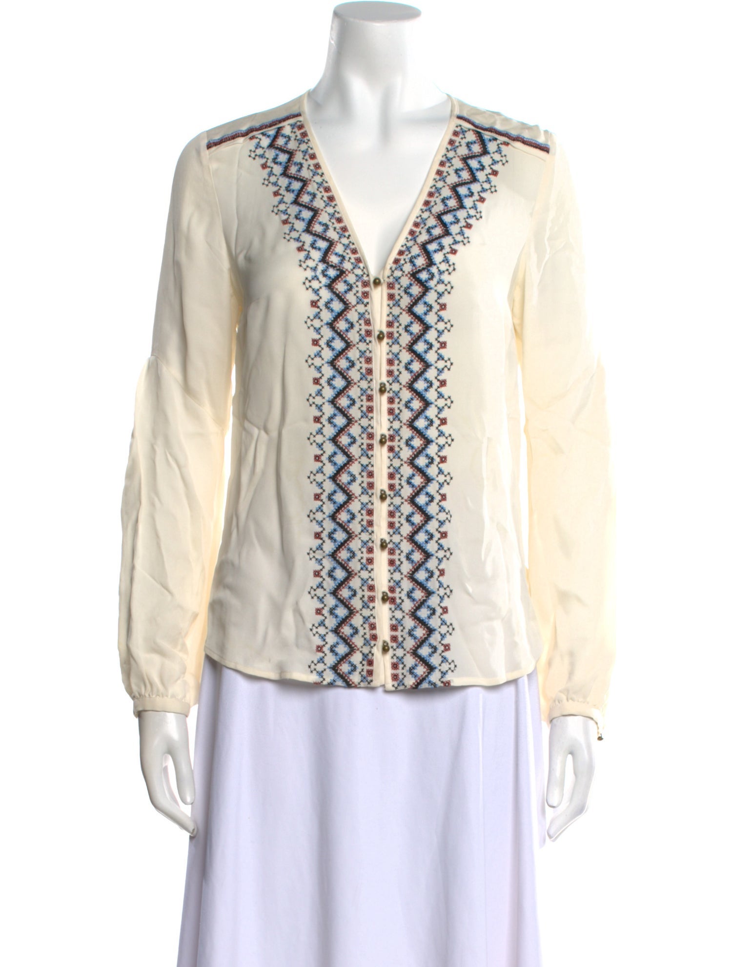 Veronica Beard Silk V-Neck Blouse