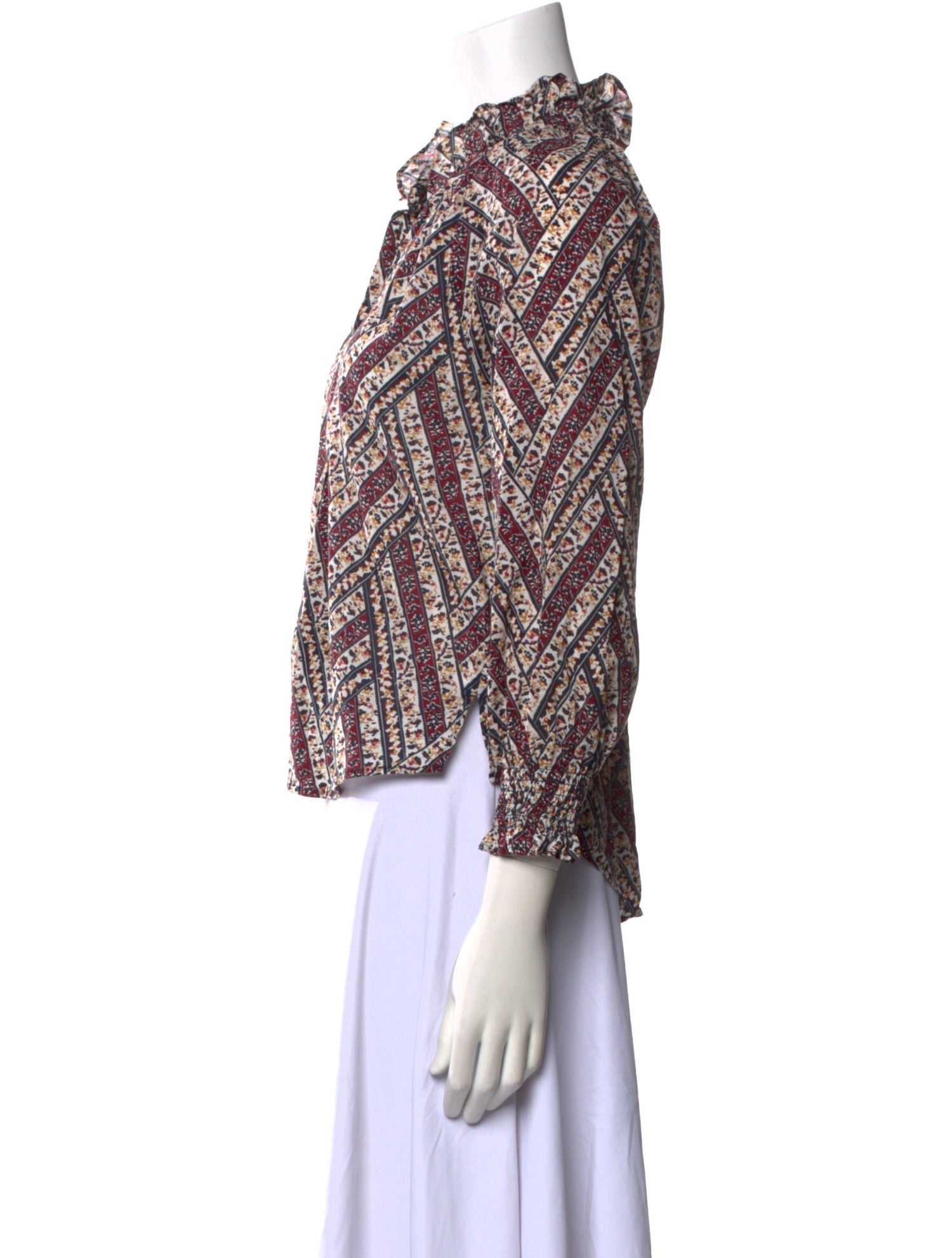 Veronica Beard Printed V-Neck Blouse