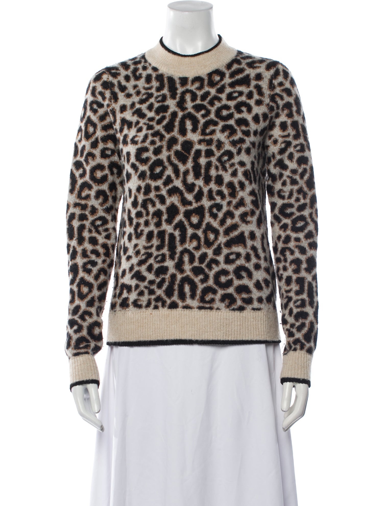 Veronica Beard Animal Print Crew Neck Sweater