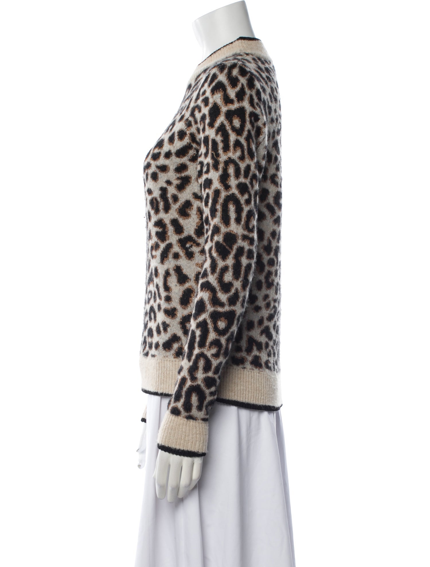 Veronica Beard Animal Print Crew Neck Sweater