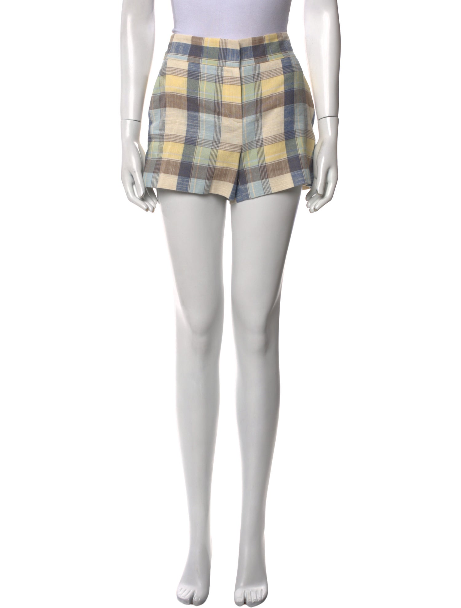 Veronica Beard Plaid Print Mini Shorts