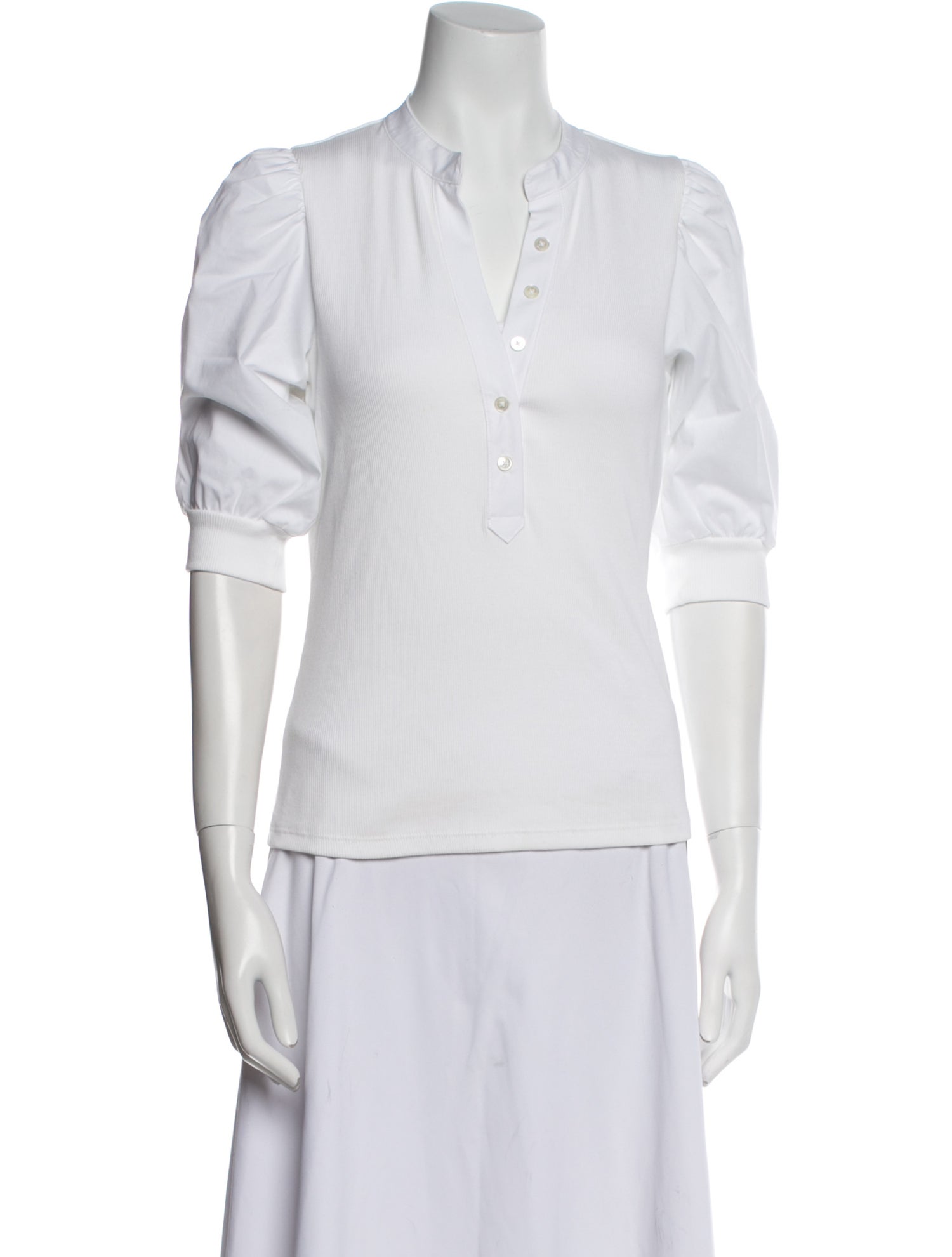 Veronica Beard V-Neck Three-Quarter Sleeve Polo