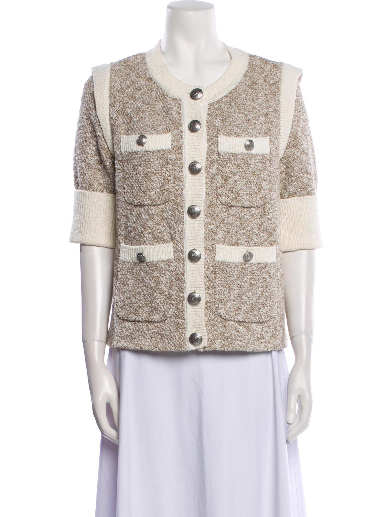 Veronica Beard Colorblock Pattern Crew Neck Sweater