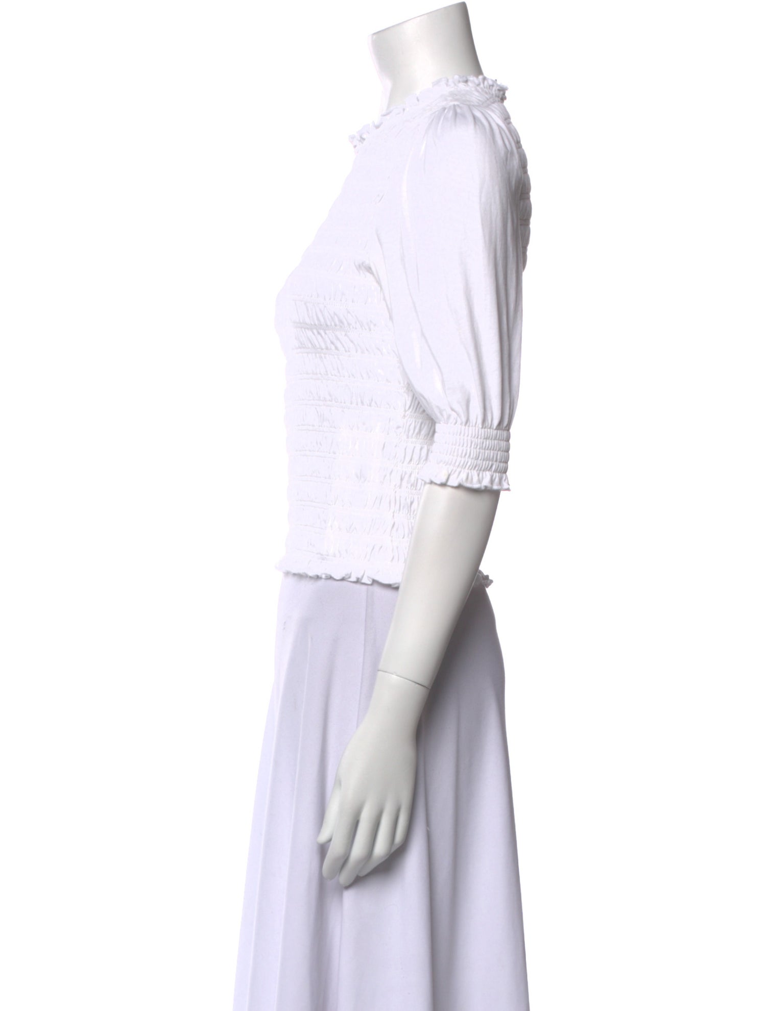 Veronica Beard Crew Neck Three-Quarter Sleeve Crop Top