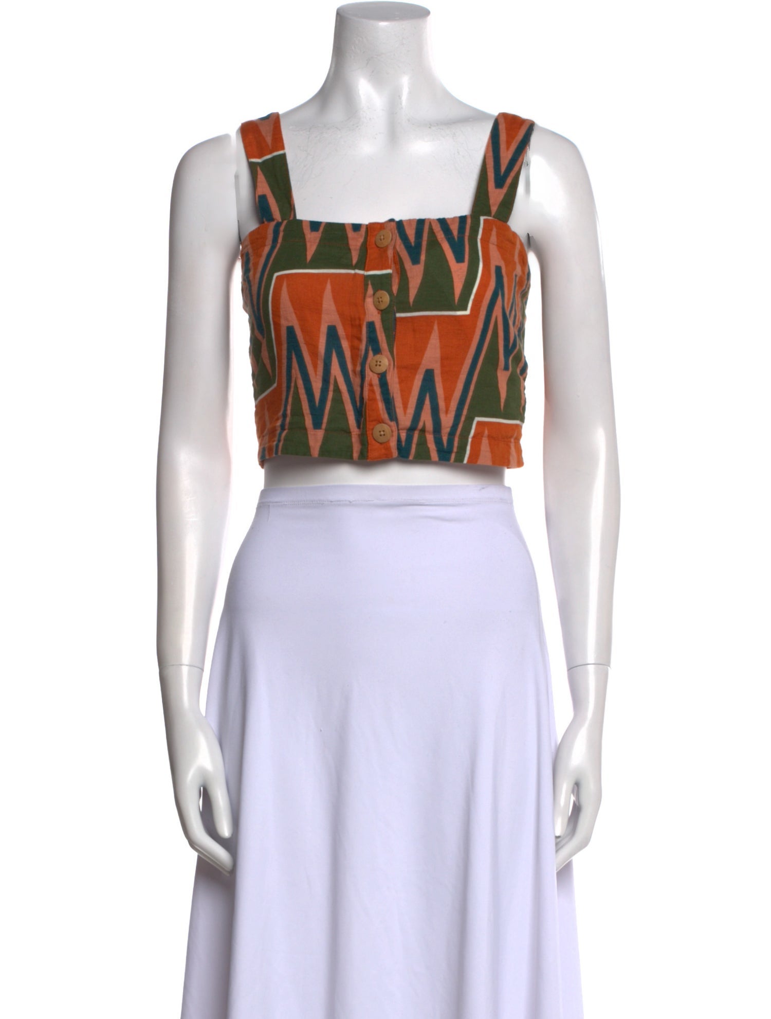 Veronica Beard Linen Printed Crop Top