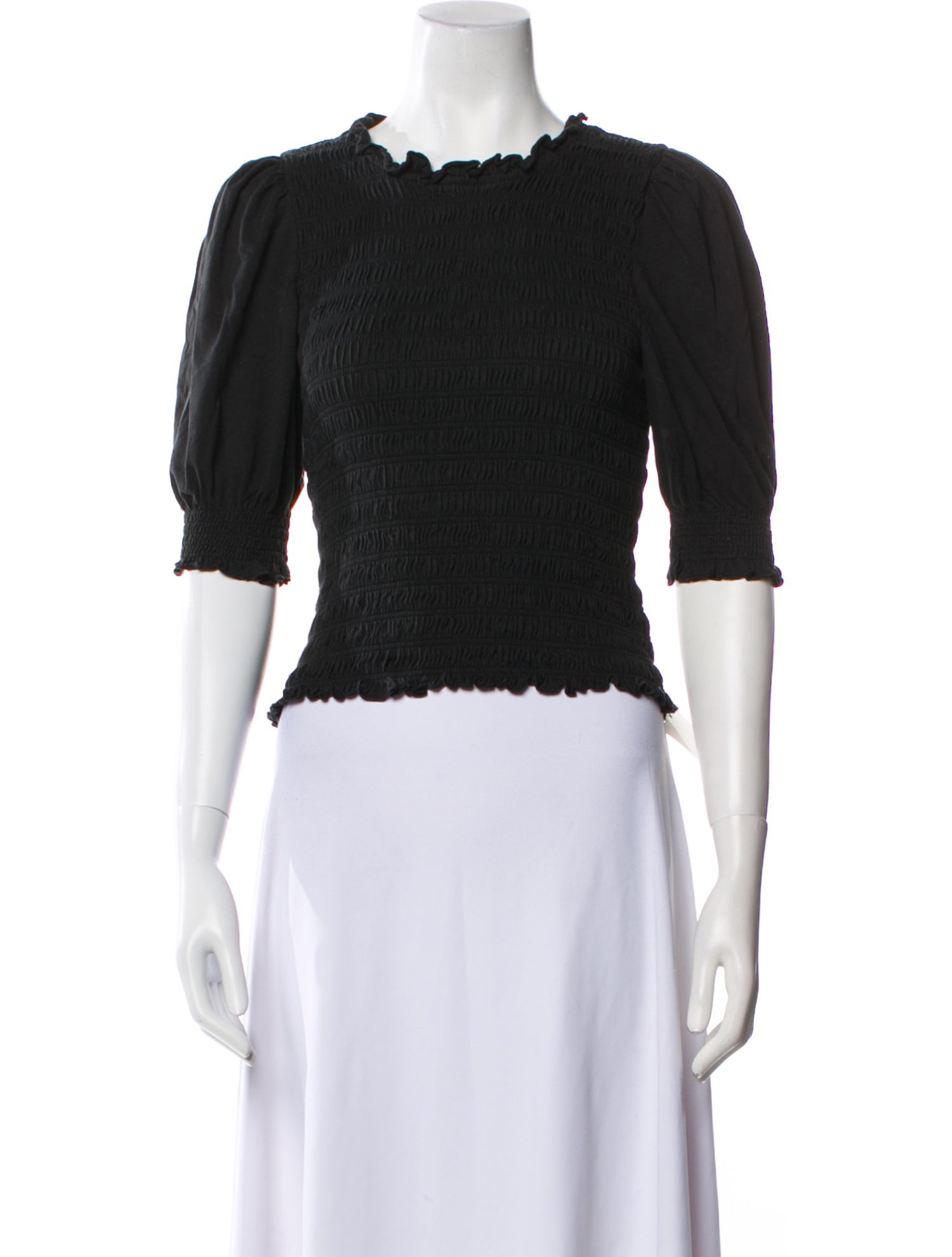 Veronica Beard Crew Neck Three-Quarter Sleeve Crop Top