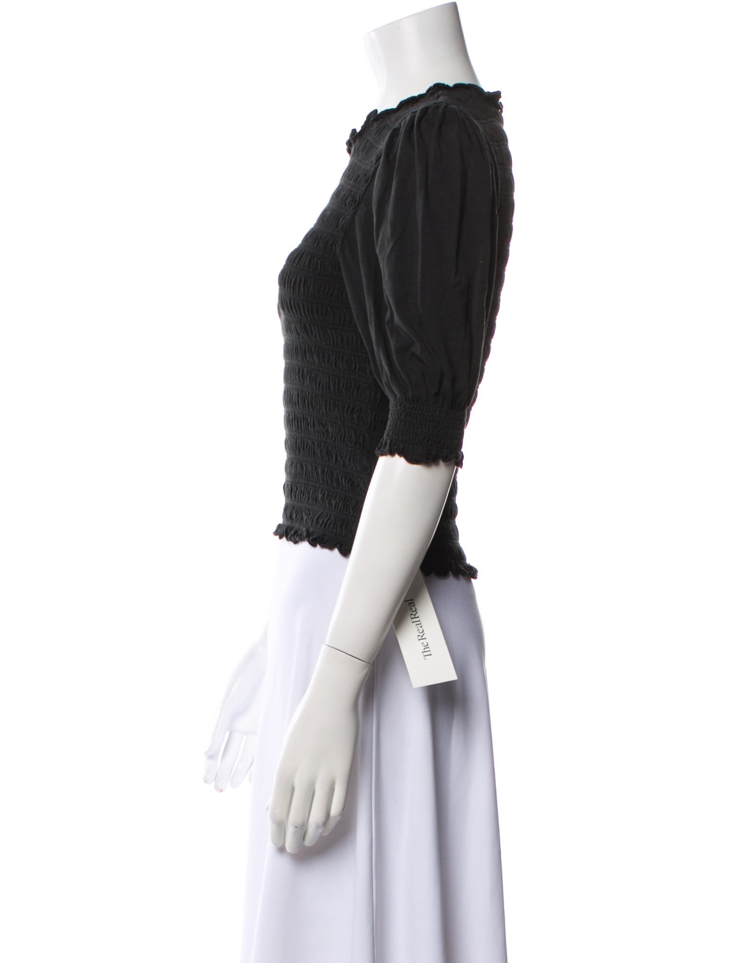 Veronica Beard Crew Neck Three-Quarter Sleeve Crop Top