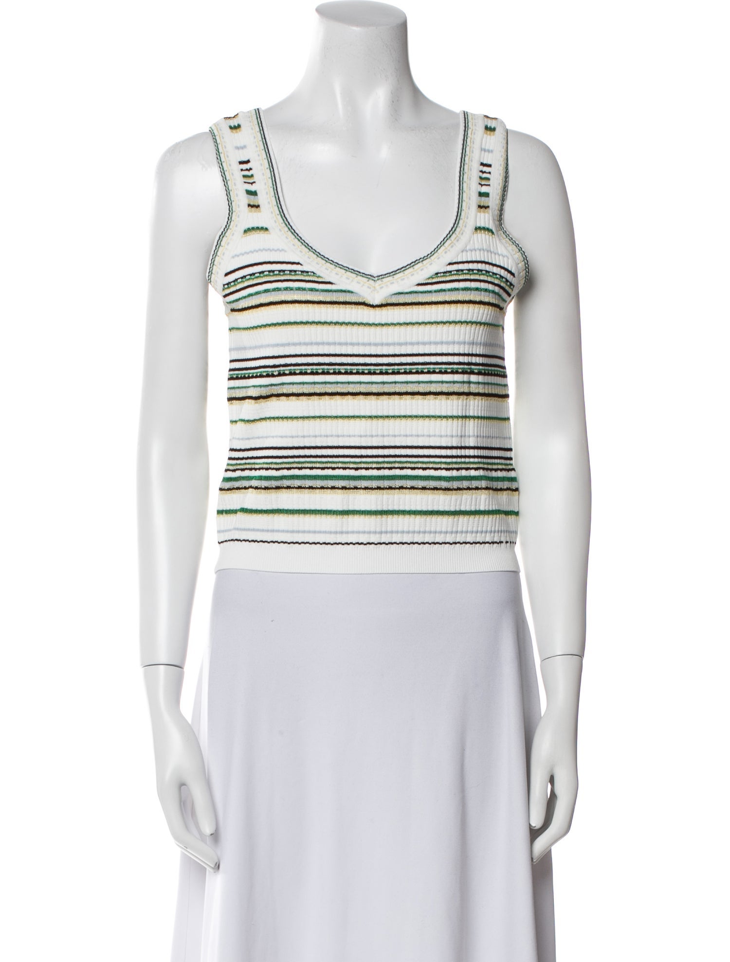 Veronica Beard Striped V-Neck Crop Top