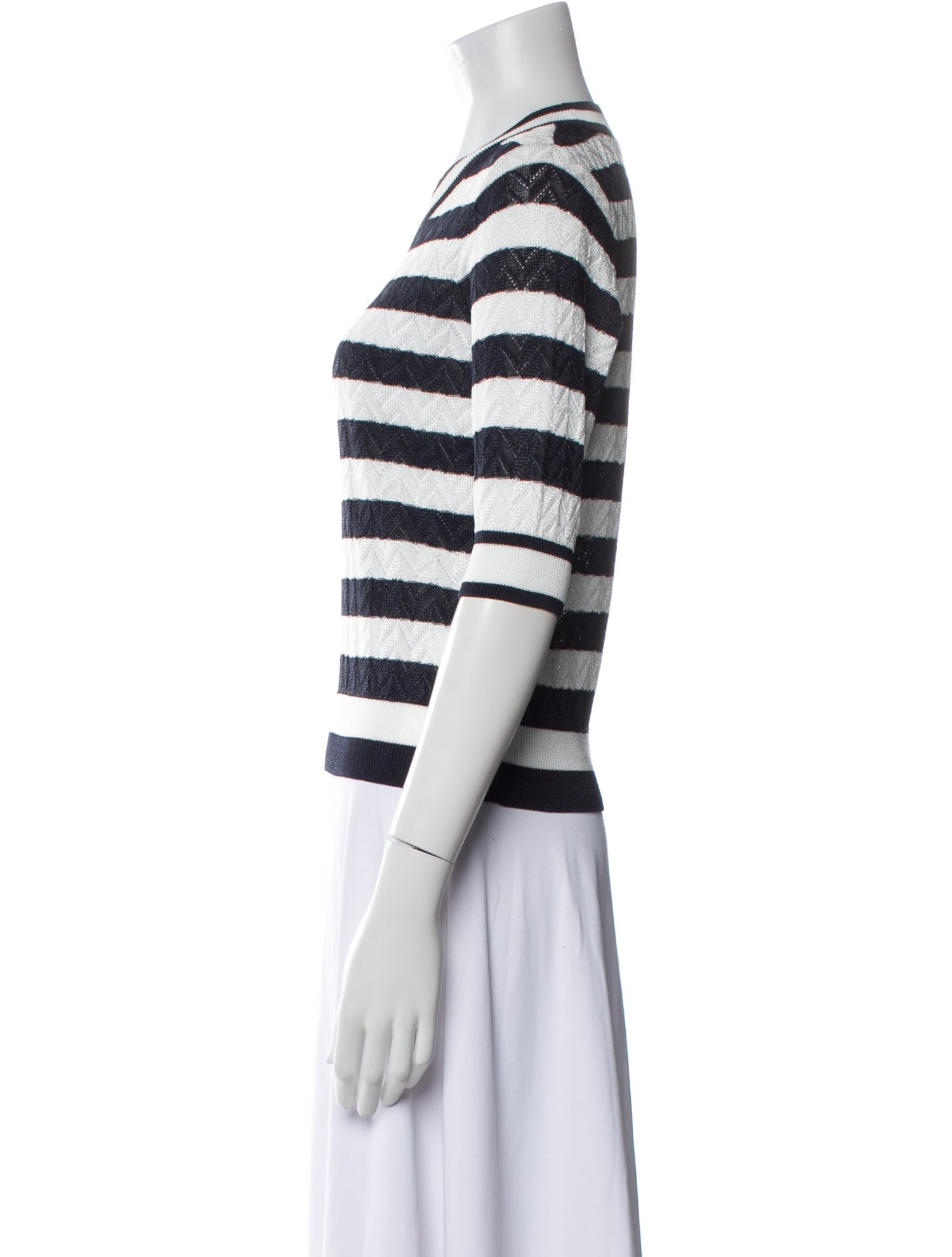 Veronica Beard Striped Crew Neck Crop Top