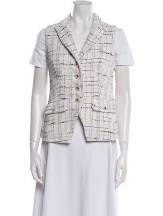 Veronica Beard Tweed Plaid Print Vest