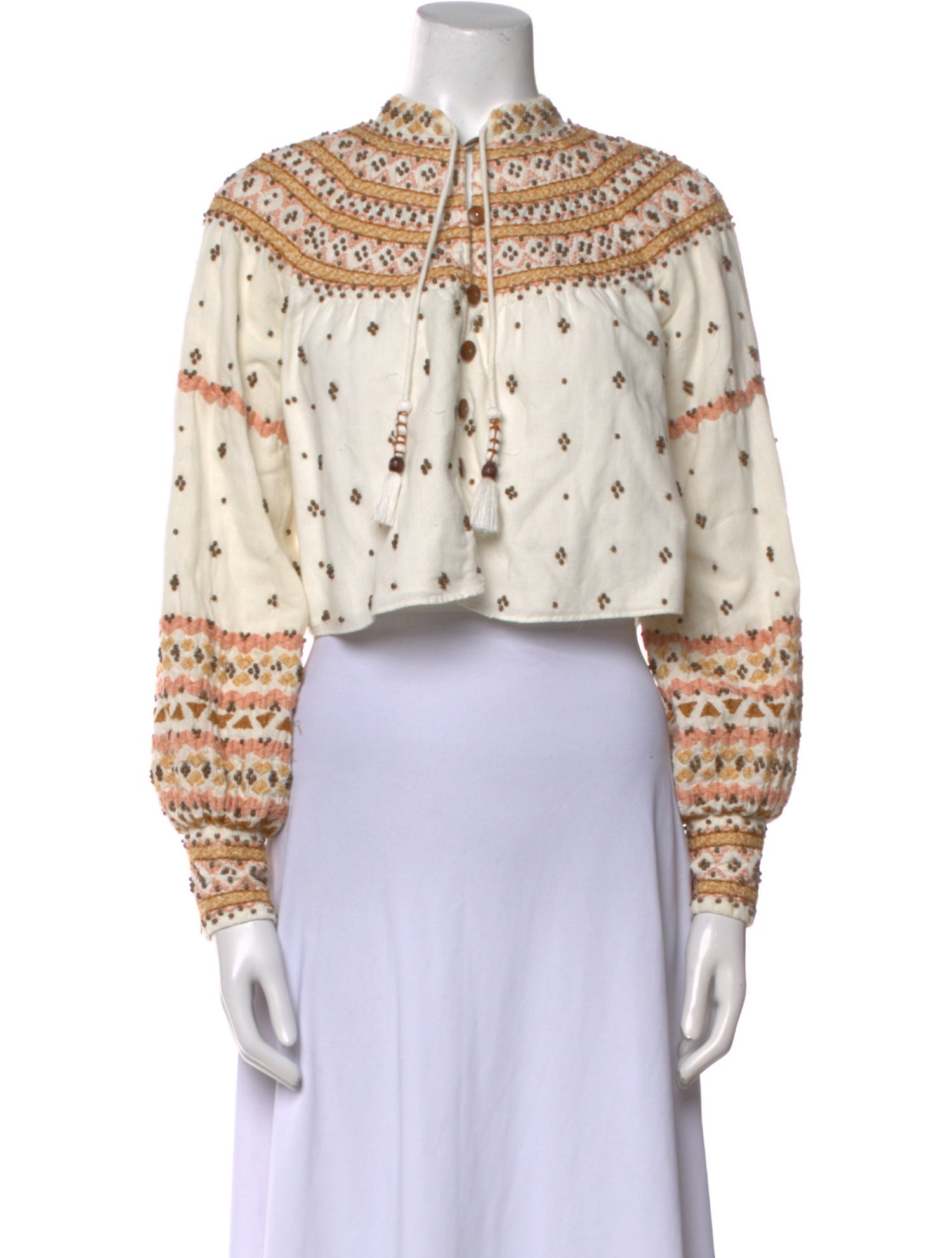 Veronica Beard Printed Mock Neck Crop Top