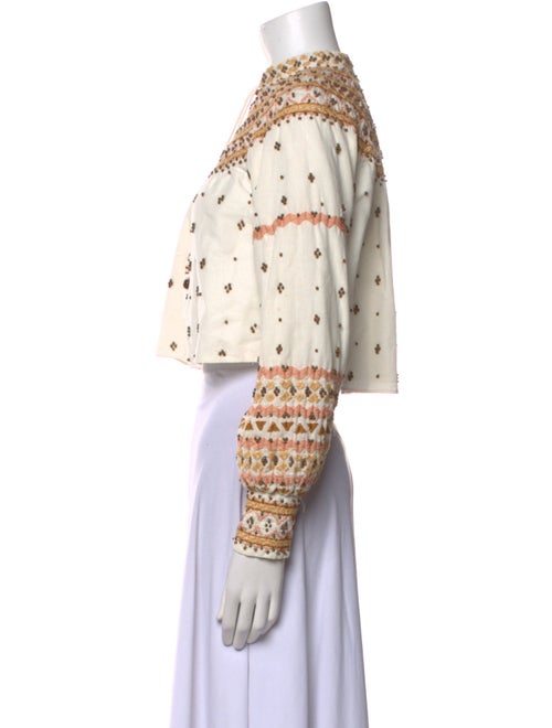 Veronica Beard Printed Mock Neck Crop Top