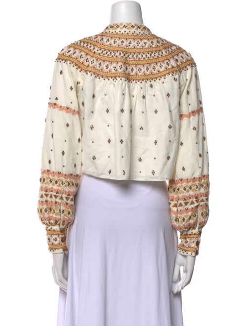 Veronica Beard Printed Mock Neck Crop Top