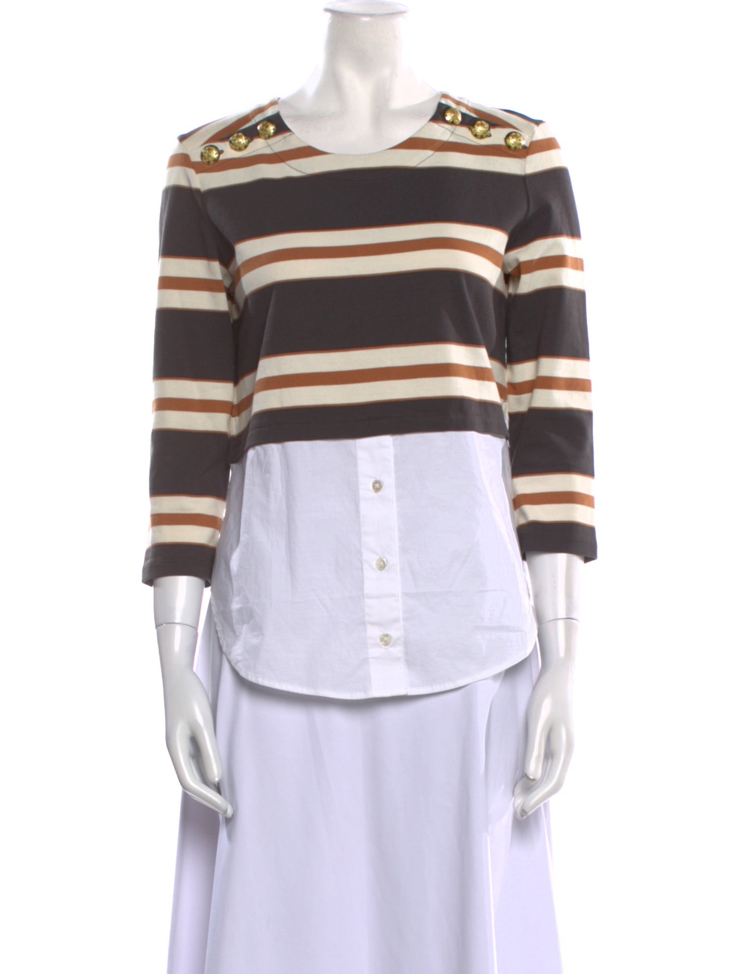 Veronica Beard Striped Crew Neck Top
