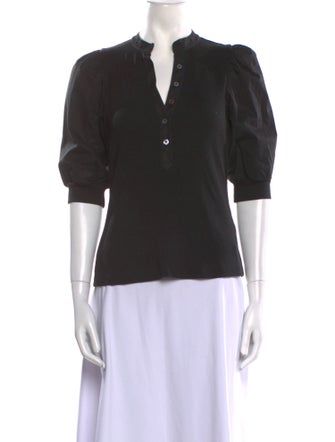 Veronica Beard V-Neck Three-Quarter Sleeve Polo