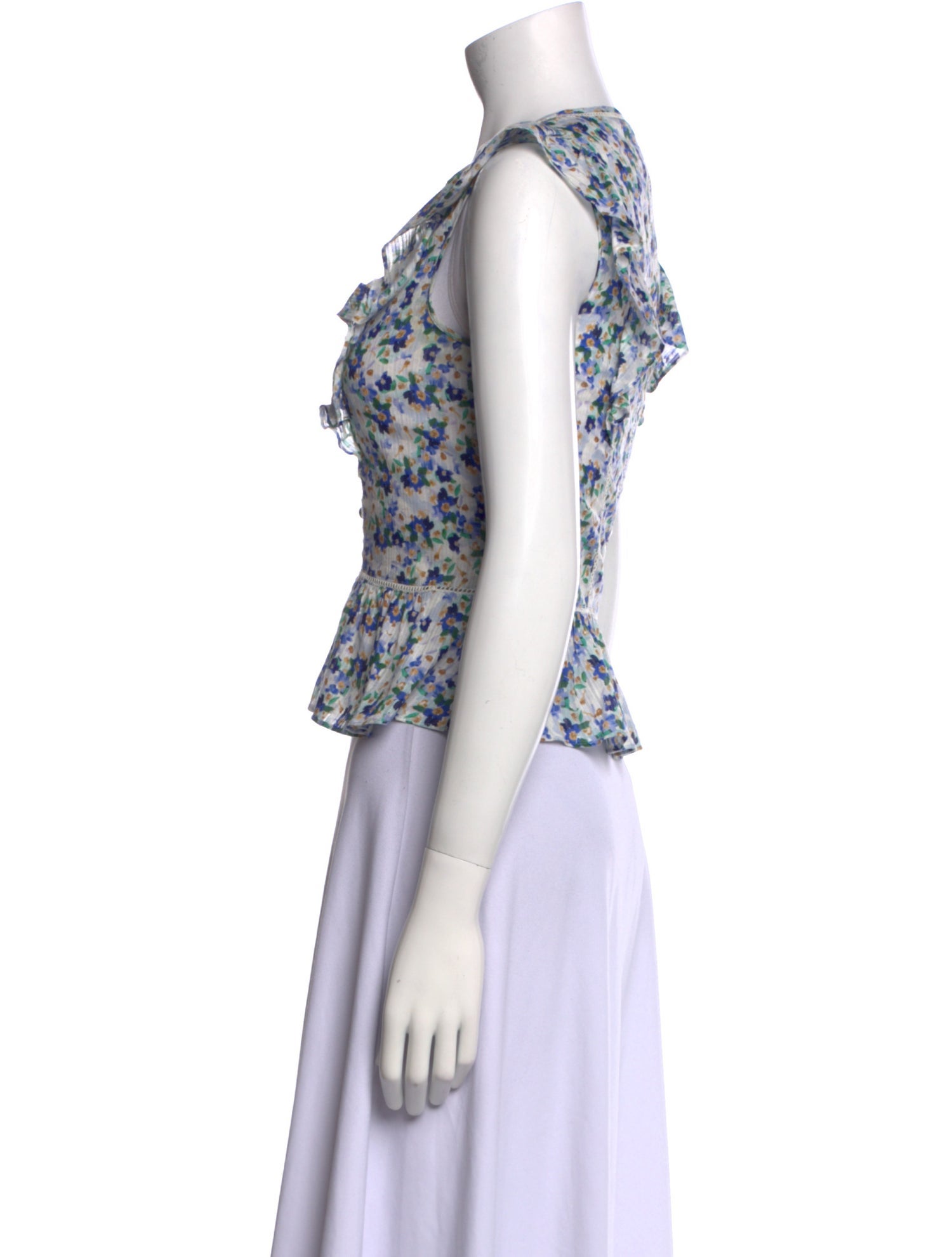 Veronica Beard Floral Print V-Neck Crop Top