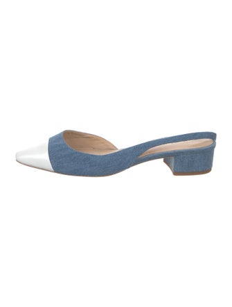 Veronica Beard Denim Colorblock Pattern Mules