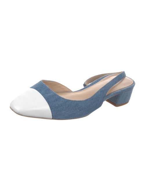 Veronica Beard Denim Colorblock Pattern Mules