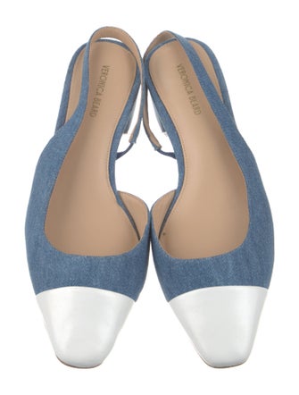 Veronica Beard Denim Colorblock Pattern Mules