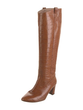 Veronica Beard Crocodile Animal Print Riding Boots
