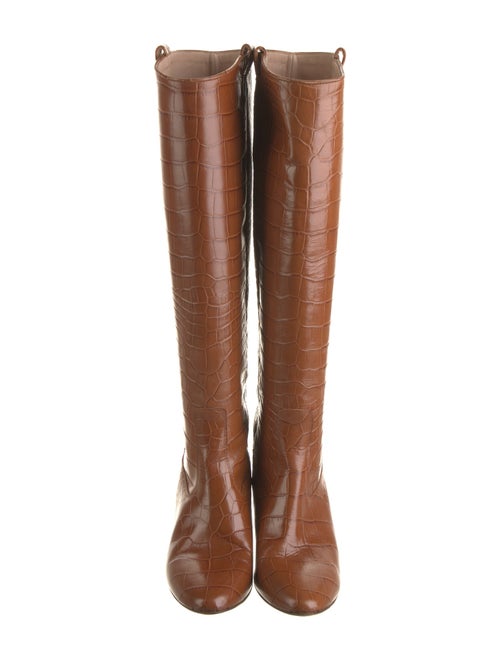 Veronica Beard Crocodile Animal Print Riding Boots