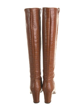 Veronica Beard Crocodile Animal Print Riding Boots