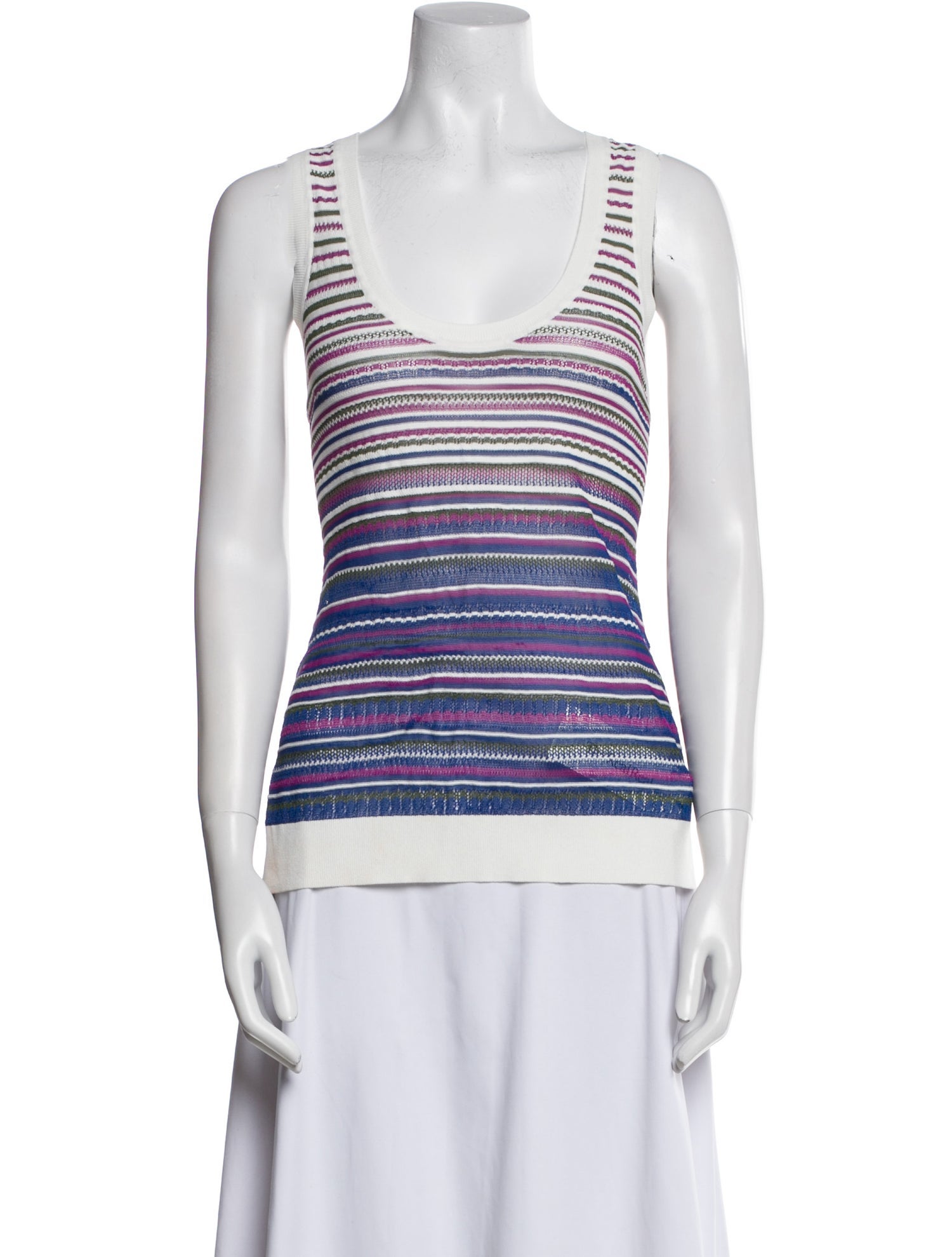 Veronica Beard Striped Scoop Neck Top