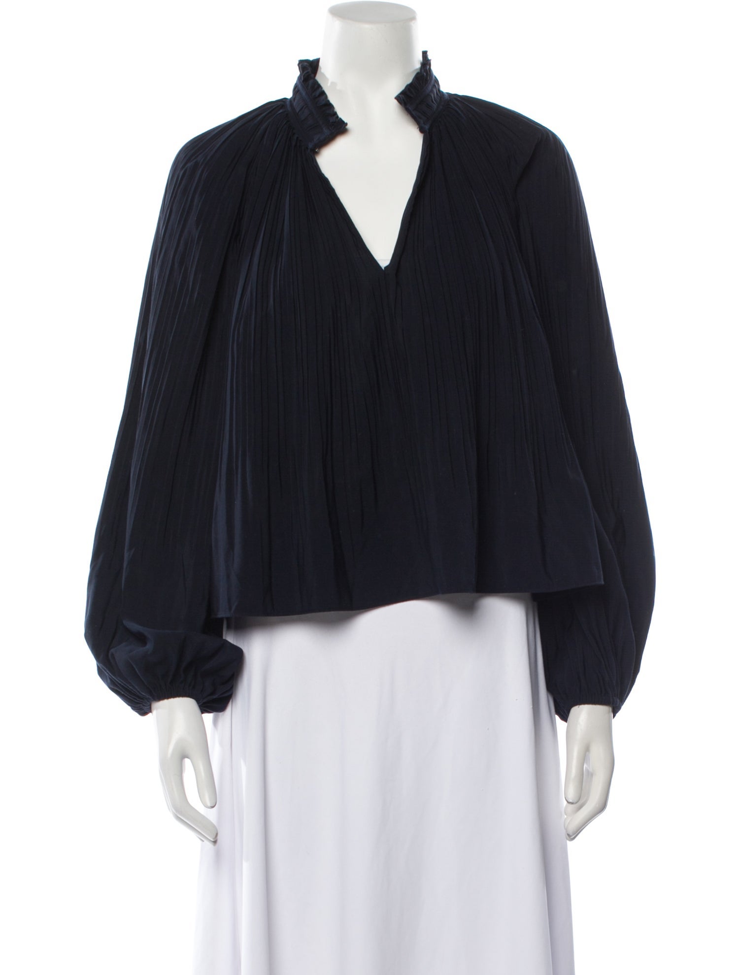 Veronica Beard V-Neck Long Sleeve Blouse