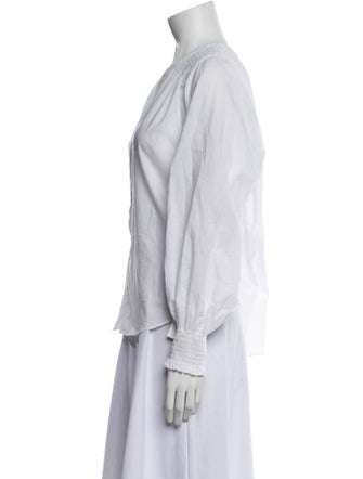 Veronica Beard Mock Neck Long Sleeve Button-Up Top